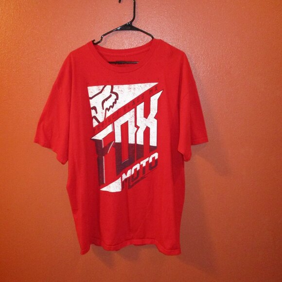FOX Head Men X Large Red White Black Graphic Motocross Racing Short Sleeve Shirt - Picture 5 of 8